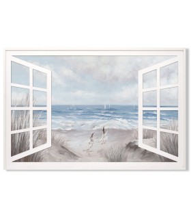 CUADRO 120 X 3 X 80 VENTANA PINTADO A MANO