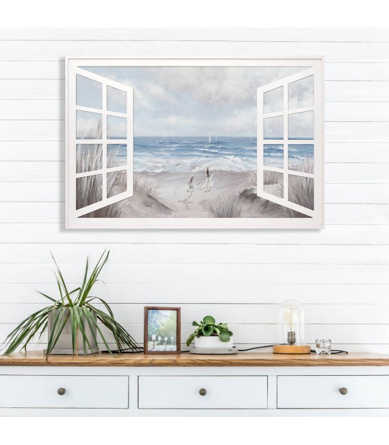 CUADRO 120 X 3 X 80 VENTANA PINTADO A MANO