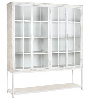 VITRINA 170 X 45 X 200 JULIUS MADERA DECAPADA EN BLANCO Y METAL