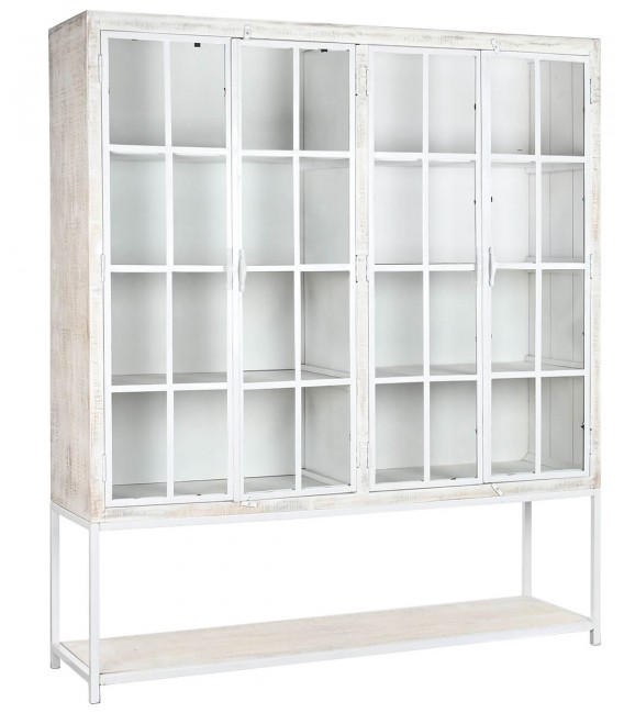 VITRINA 170 X 45 X 200 JULIUS MADERA DECAPADA EN BLANCO Y METAL