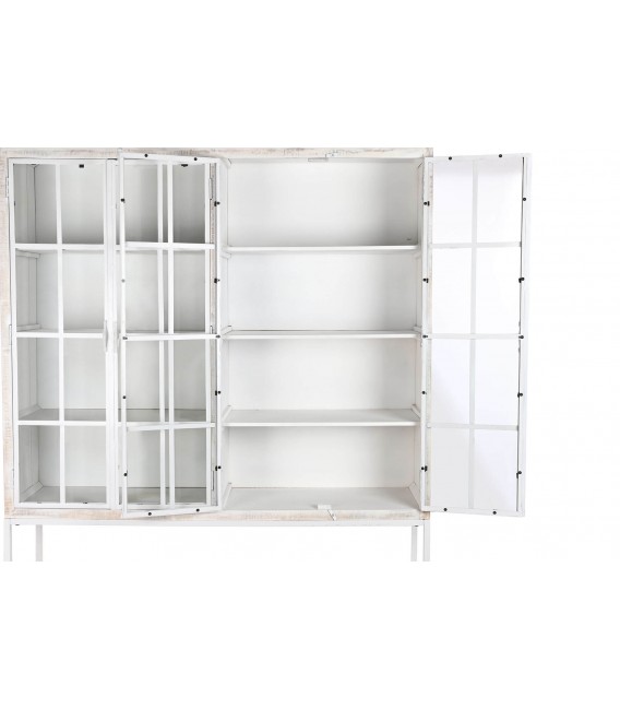 VITRINA 170 X 45 X 200 JULIUS MADERA DECAPADA EN BLANCO Y METAL