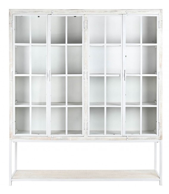 VITRINA 170 X 45 X 200 JULIUS MADERA DECAPADA EN BLANCO Y METAL