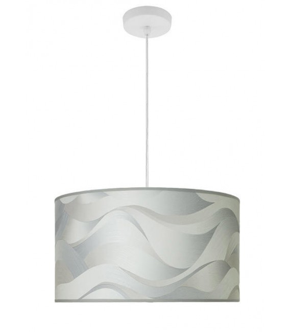 LAMPARA DE TECHO 40 Ø X 105 OLAS TEXTIL PLATA Y BLANCO