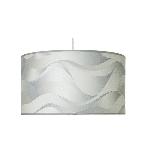 LAMPARA DE TECHO 40 Ø X 105 OLAS TEXTIL PLATA Y BLANCO