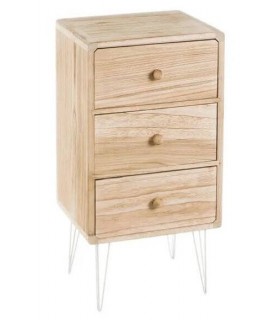 MESITA DE NOCHE 35 X 30 X 70 PULEA MADERA NATURAL METAL BLANCO