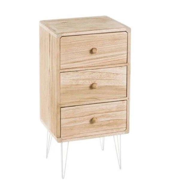 MESITA DE NOCHE 35 X 30 X 70 PULEA MADERA NATURAL METAL BLANCO