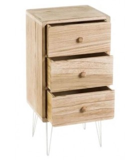 MESITA DE NOCHE 35 X 30 X 70 PULEA MADERA NATURAL METAL BLANCO