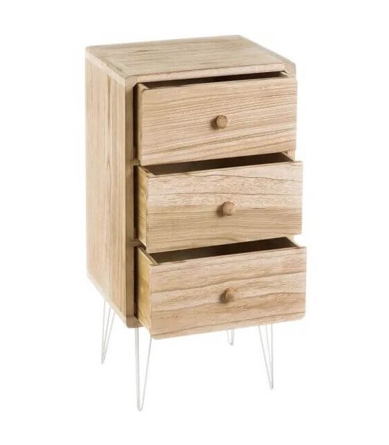 MESITA DE NOCHE 35 X 30 X 70 PULEA MADERA NATURAL METAL BLANCO