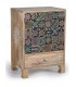 MESITA DE NOCHE 43 X 30 X 60 TURKEY MADERA NATURAL PINTADA A MANO