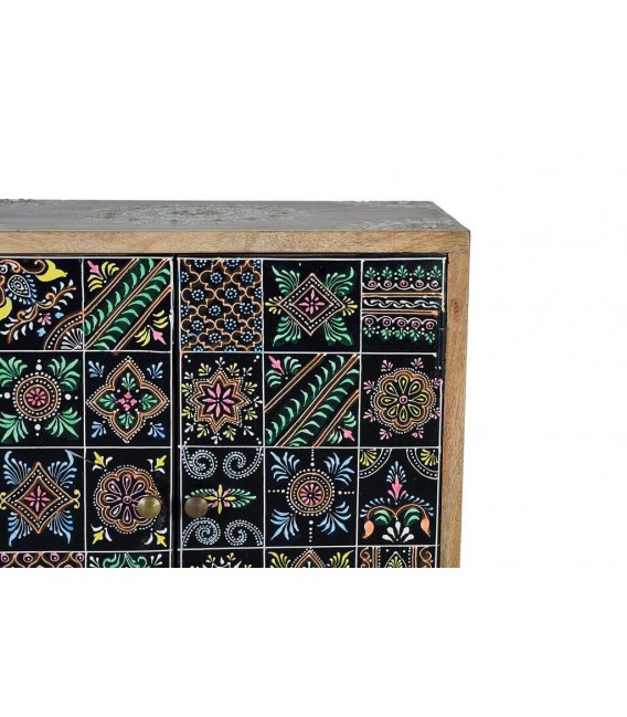 MESITA DE NOCHE 43 X 30 X 60 TURKEY MADERA NATURAL PINTADA A MANO