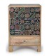 MESITA DE NOCHE 43 X 30 X 60 TURKEY MADERA NATURAL PINTADA A MANO