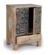 MESITA DE NOCHE 43 X 30 X 60 TURKEY MADERA NATURAL PINTADA A MANO