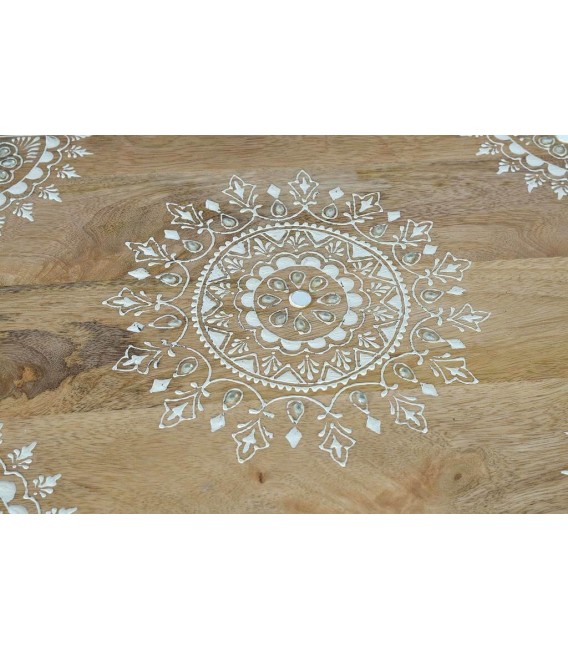 MESITA DE NOCHE 43 X 30 X 60 TURKEY MADERA NATURAL PINTADA A MANO