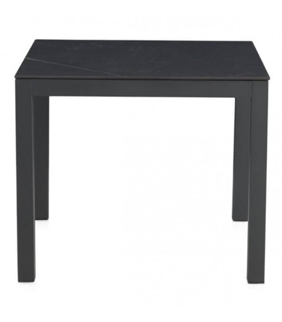 MESA DE COMEDOR 90 X 90 X 75 ALUMINIO GRIS DEKTON NEGRO EXTERIOR