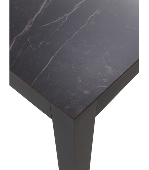 MESA DE COMEDOR 90 X 90 X 75 ALUMINIO GRIS DEKTON NEGRO EXTERIOR