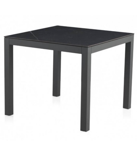 MESA DE COMEDOR 90 X 90 X 75 ALUMINIO GRIS DEKTON NEGRO EXTERIOR