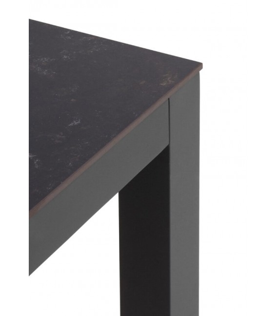 MESA DE COMEDOR 90 X 90 X 75 ALUMINIO GRIS DEKTON NEGRO EXTERIOR