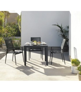 SILLON COMEDOR 61 X 63 X 94 TARIO ALUMINIO GRIS CUERDA VERDE