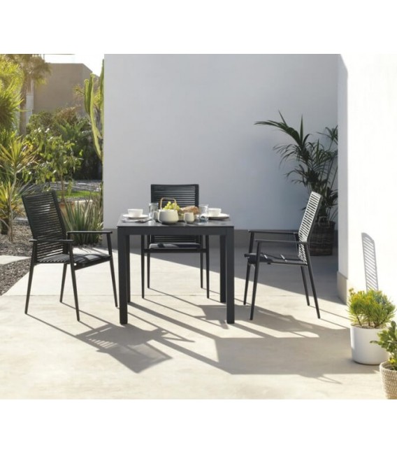 SILLON COMEDOR 61 X 63 X 94 TARIO ALUMINIO GRIS CUERDA VERDE