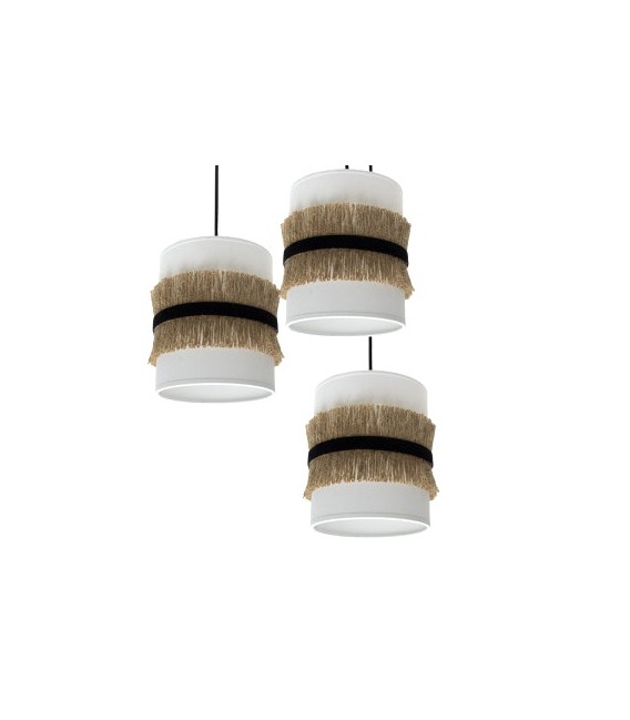 LAMPARA DE TECHO 42 Ø X 95 GOLA METAL NEGRO TEXTIL Y YUTE