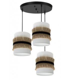 LAMPARA DE TECHO 42 Ø X 95 GOLA METAL NEGRO TEXTIL Y YUTE