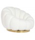 SILLON GIRATORIO 98 X 97 X 69 PERLA TEL BOUCLE METAL DORADO