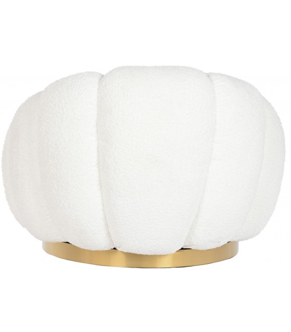 SILLON GIRATORIO 98 X 97 X 69 PERLA TEL BOUCLE METAL DORADO