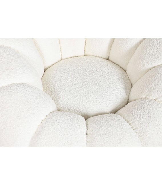 SILLON GIRATORIO 98 X 97 X 69 PERLA TEL BOUCLE METAL DORADO