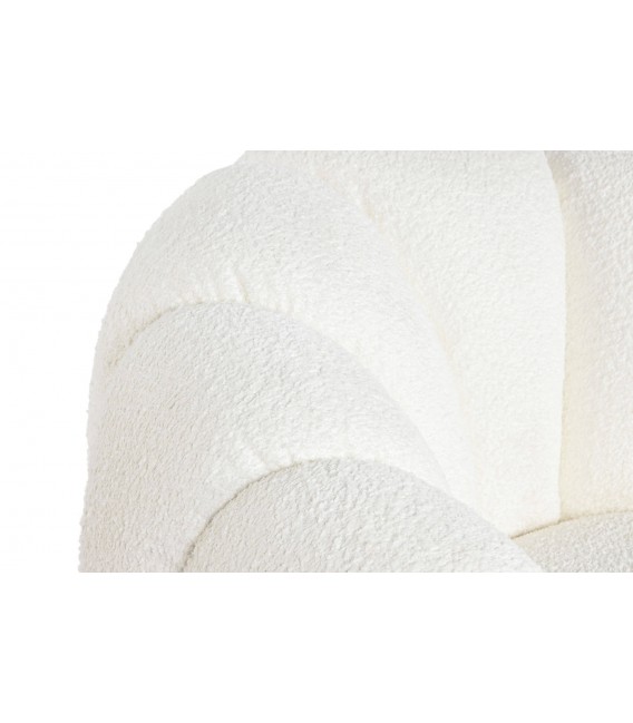 SILLON GIRATORIO 98 X 97 X 69 PERLA TEL BOUCLE METAL DORADO