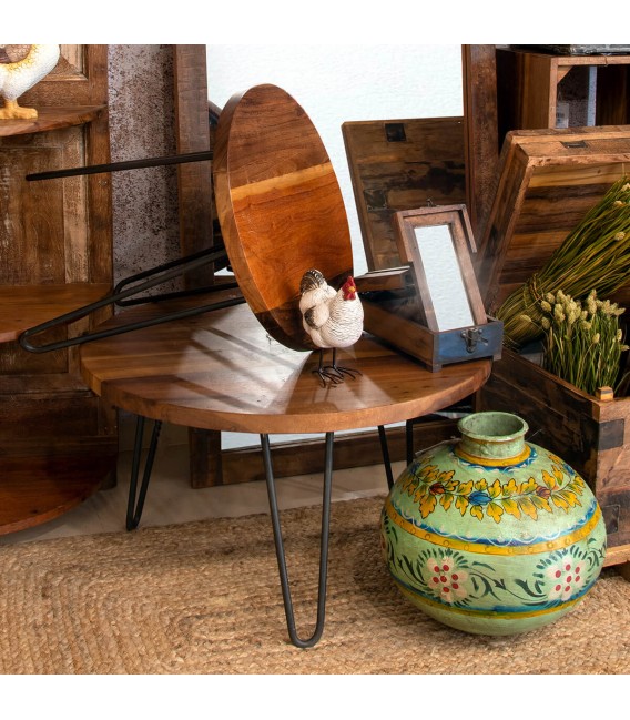 MESA DE CENTRO 70 Ø X 40 LITTLE MADERA ACACIA METAL NEGRO