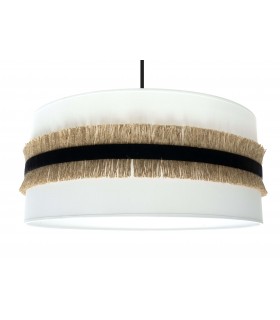 LAMPARA DE TECHO 50 Ø X 96 GOLA METAL NEGRO TEXTIL Y YUTE