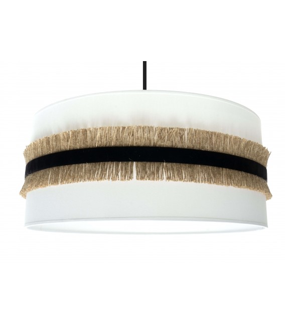 LAMPARA DE TECHO 50 Ø X 96 GOLA METAL NEGRO TEXTIL Y YUTE
