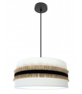 LAMPARA DE TECHO 50 Ø X 96 GOLA METAL NEGRO TEXTIL Y YUTE