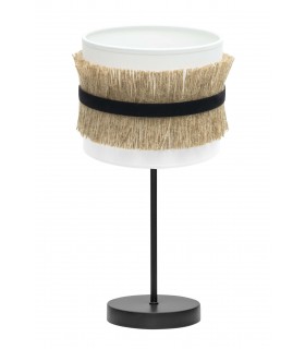 LAMPARA DE SOBREMESA 17 Ø X 43 GOLA METAL NEGRO TEXTIL Y YUTE