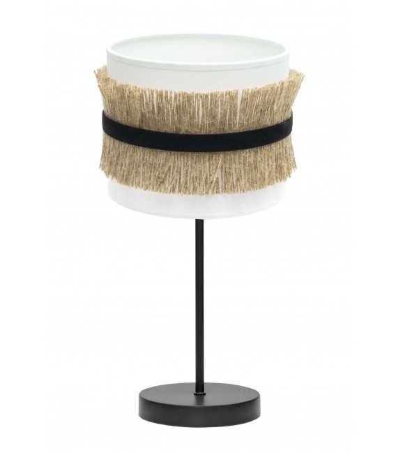 LAMPARA DE SOBREMESA 17 Ø X 43 GOLA METAL NEGRO TEXTIL Y YUTE