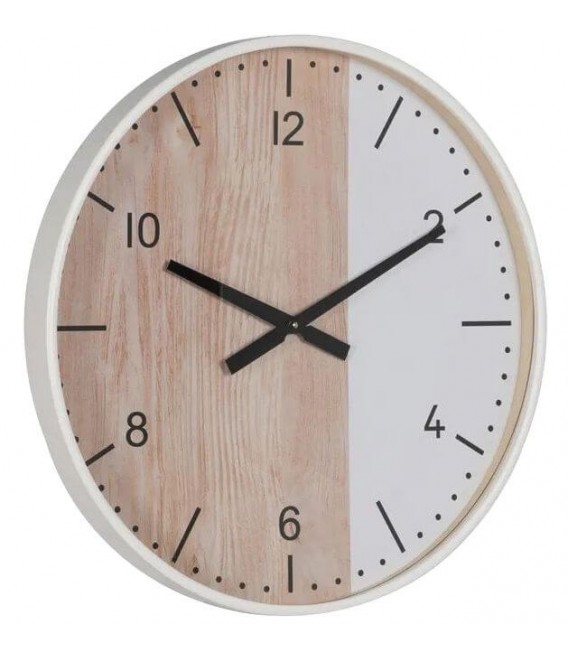 RELOJ DE PARED 60 Ø X 6,5 ECLIPSE MADERA NATURAL Y BLANCA