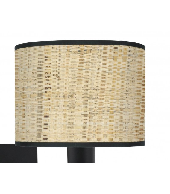 APLIQUE DE PARED 26 X 17 X 28 METAL NEGRO RATAN NATURAL
