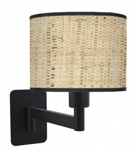 APLIQUE DE PARED 26 X 17 X 28 METAL NEGRO RATAN NATURAL
