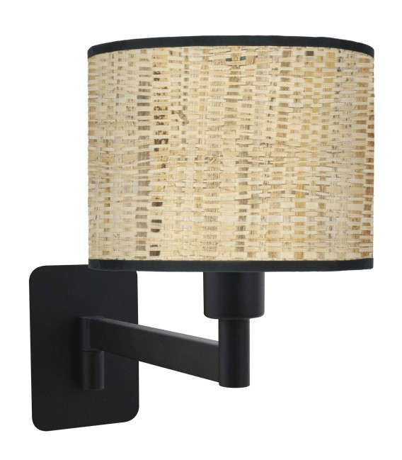 APLIQUE DE PARED 26 X 17 X 28 METAL NEGRO RATAN NATURAL