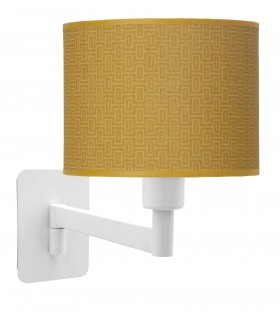 APLIQUE DE PARED 26 X 17 X 28 METAL BLANCO TEXTIL AMARILLO