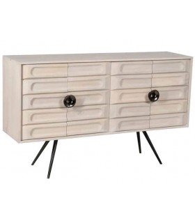 APARADOR 152 X 41 X 92 CHANLI MADERA BLANCO ROZADO METAL NEGRO