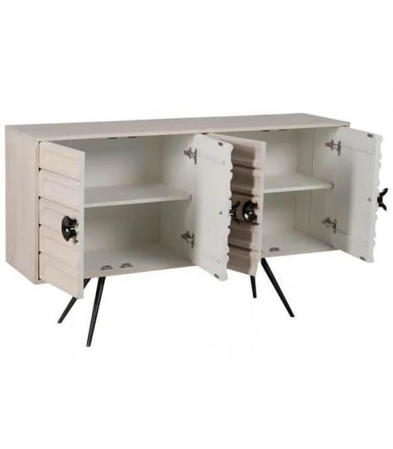 APARADOR 152 X 41 X 92 CHANLI MADERA BLANCO ROZADO METAL NEGRO