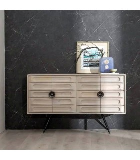 APARADOR 152 X 41 X 92 CHANLI MADERA BLANCO ROZADO METAL NEGRO