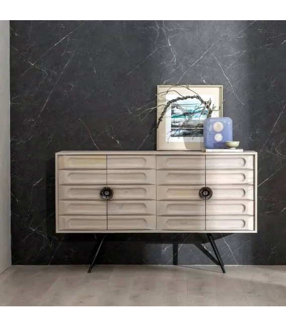 APARADOR 152 X 41 X 92 CHANLI MADERA BLANCO ROZADO METAL NEGRO