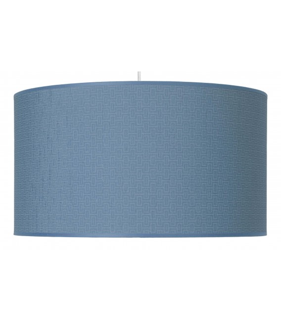 LAMPARA DE TECHO 50 Ø X 105 BLUE METAL BLANCO TEXTIL GRABADO AZUL