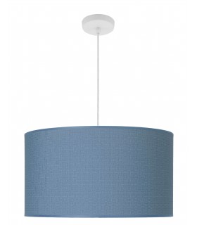 LAMPARA DE TECHO 50 Ø X 105 BLUE METAL BLANCO TEXTIL GRABADO AZUL