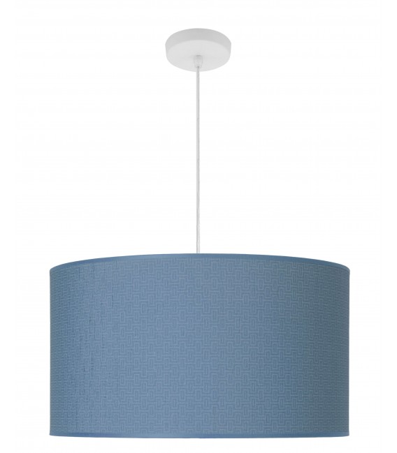 LAMPARA DE TECHO 50 Ø X 105 BLUE METAL BLANCO TEXTIL GRABADO AZUL