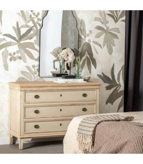 COMODA 120 X 45 X 84 BRINCA MADERA NATURAL Y CREMA ROZADO