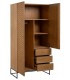 ARMARIO ROPERO 99 X 55 X 200 PANAL MADERA DM FRESNO NATURAL METAL NEGRO