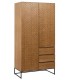 ARMARIO ROPERO 99 X 55 X 200 PANAL MADERA DM FRESNO NATURAL METAL NEGRO